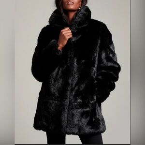 Torrid Faux Fur Hooded Coat Plush Cozy Jacket Plus Size 1 1X 14-16 Soft Black